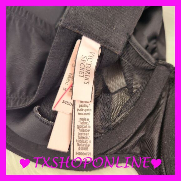 💗👙Victoria's Secret DREAM ANGELS Black Bow Satin Balconette Bra👙💗 NEW - Picture 7 of 9